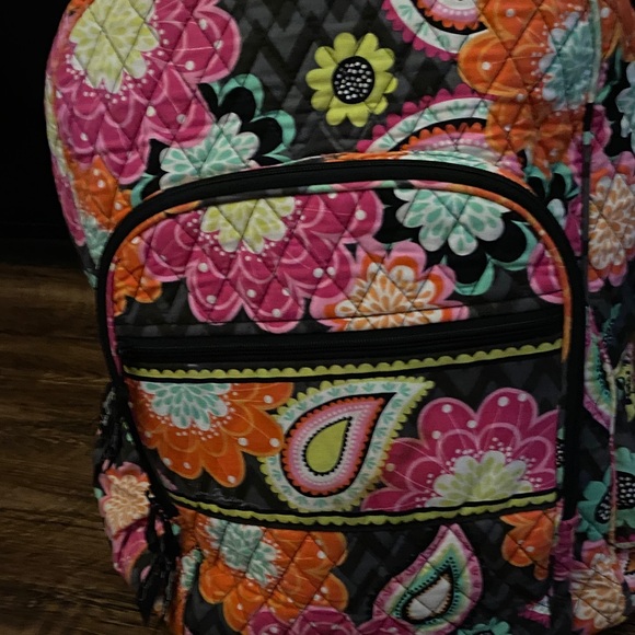 Vera Bradley Quilted Backpack in Pink, Orange, Aqua & Lime Floral Paisley - Picture 5 of 6